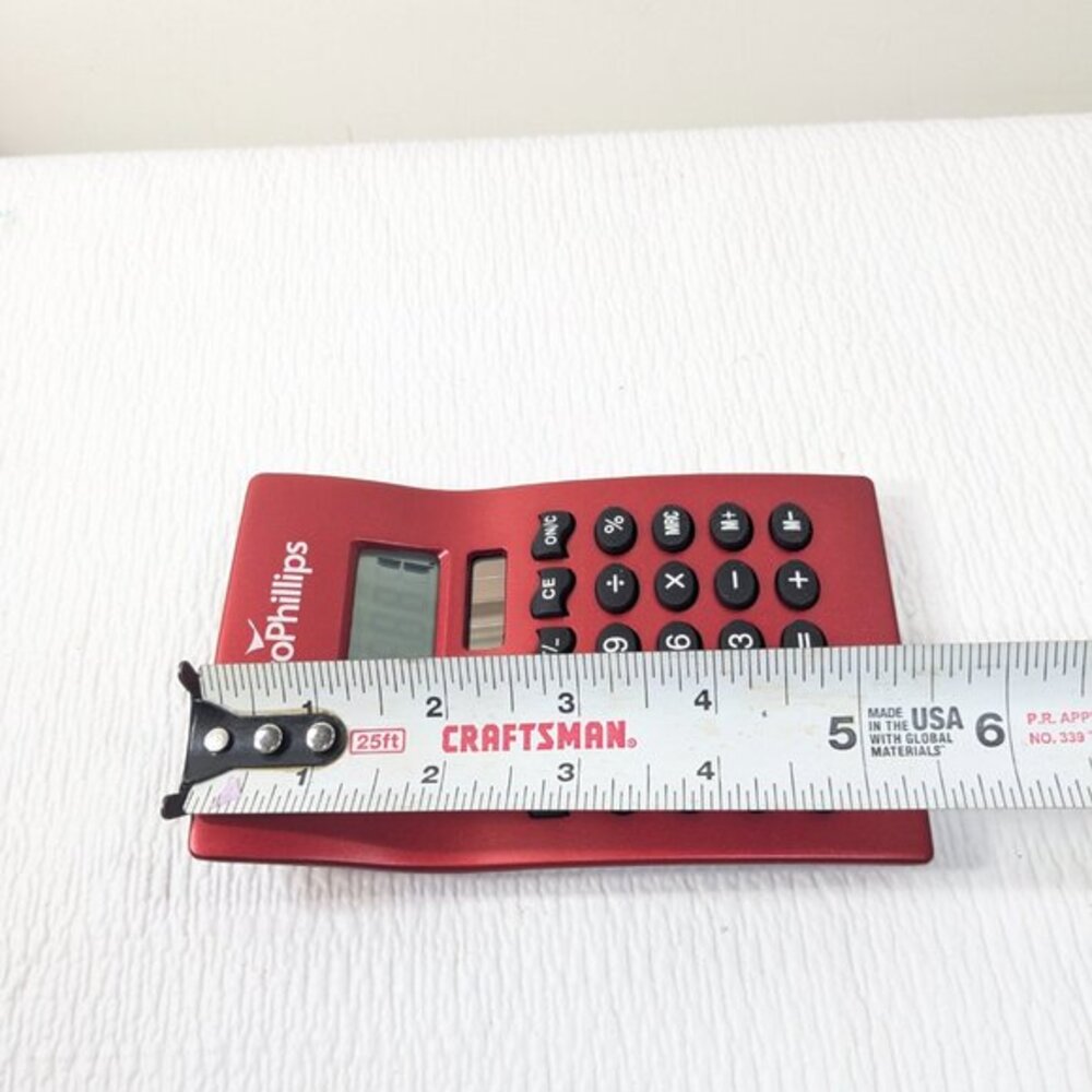 Conoco Phillips calculator red metal promotional item conocophillips clear back - Picture 7 of 9